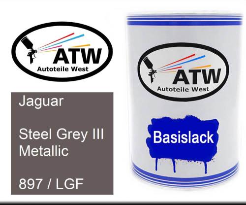 Jaguar, Steel Grey III Metallic, 897 / LGF: 500ml Lackdose, von ATW Autoteile West.